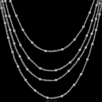 Silver Plated Multilayered Chain Necklace with Beaded Link Details for Women 425