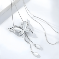 Silver-Tone Butterfly Necklace for Women – Copper Alloy 925 Silver Plating 1205