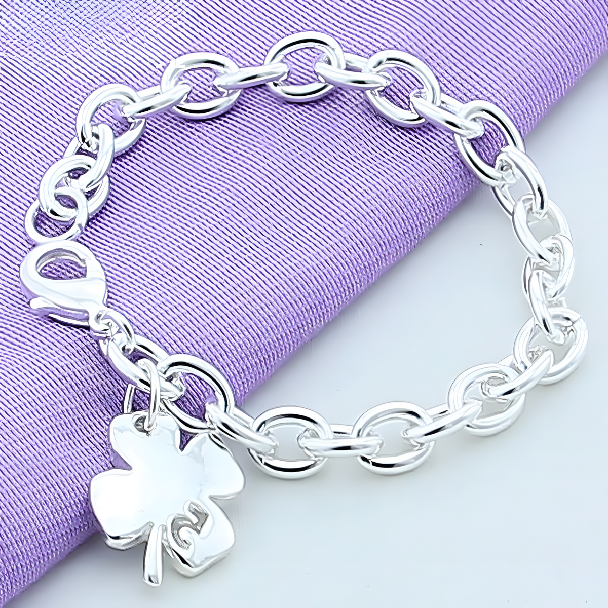 925 Sterling Silver Bracelet, Polished Silver-Tone Chain Bracelet, Lobster 1810