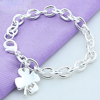925 Sterling Silver Bracelet, Polished Silver-Tone Chain Bracelet, Lobster 1810