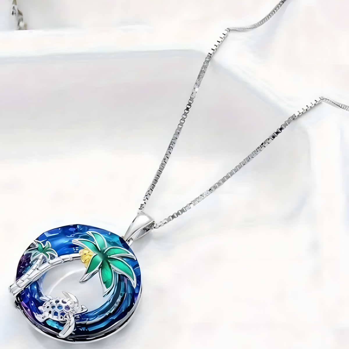 Turtle Necklace and Earring Set Sterling Silver Plated Women Girls Tropical B146