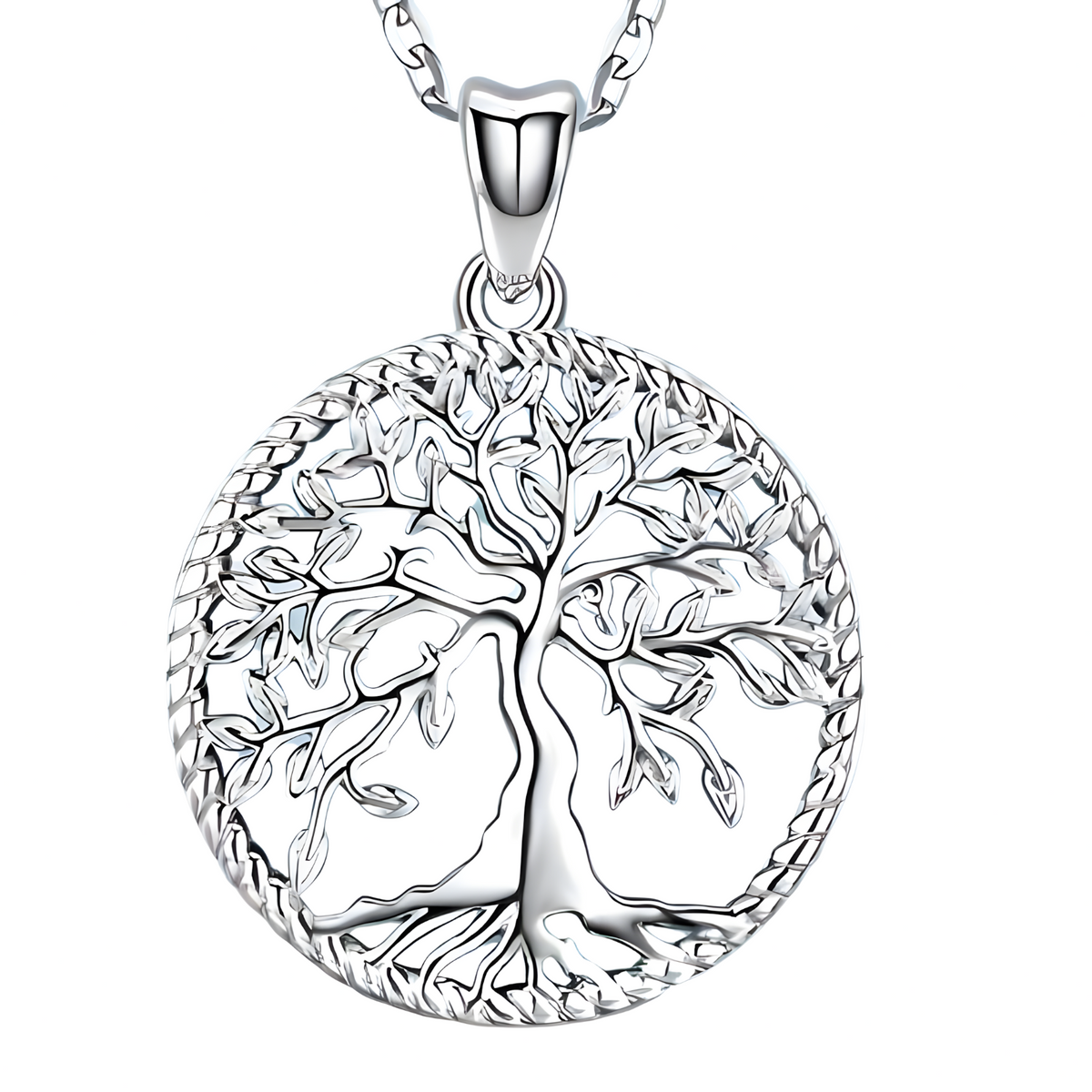 Women’s Tree of Life Pendant Necklace –Zinc Alloy Metal Round Cutout Design 1102