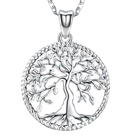 Women’s Tree of Life Pendant Necklace –Zinc Alloy Metal Round Cutout Design 1102