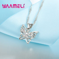 Butterfly Necklace and Earrings Set – Silver-Plated Alloy Cubic Zirconia 1229
