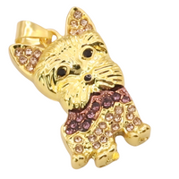 Yorkshire Terrier Dog Pendant Necklace For Women Gold Tone Look Crystal B239