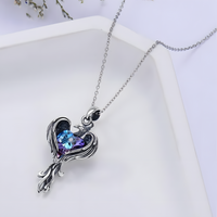 Phoenix Heart Necklace    Gothic Fantasy Firebird Pendant Mystical Winged 1183