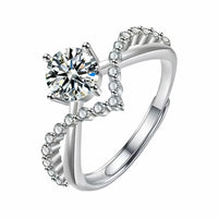 Adjustable Bypass Zircon Engagement Ring, Round Brilliant Cut Solitaire 1630