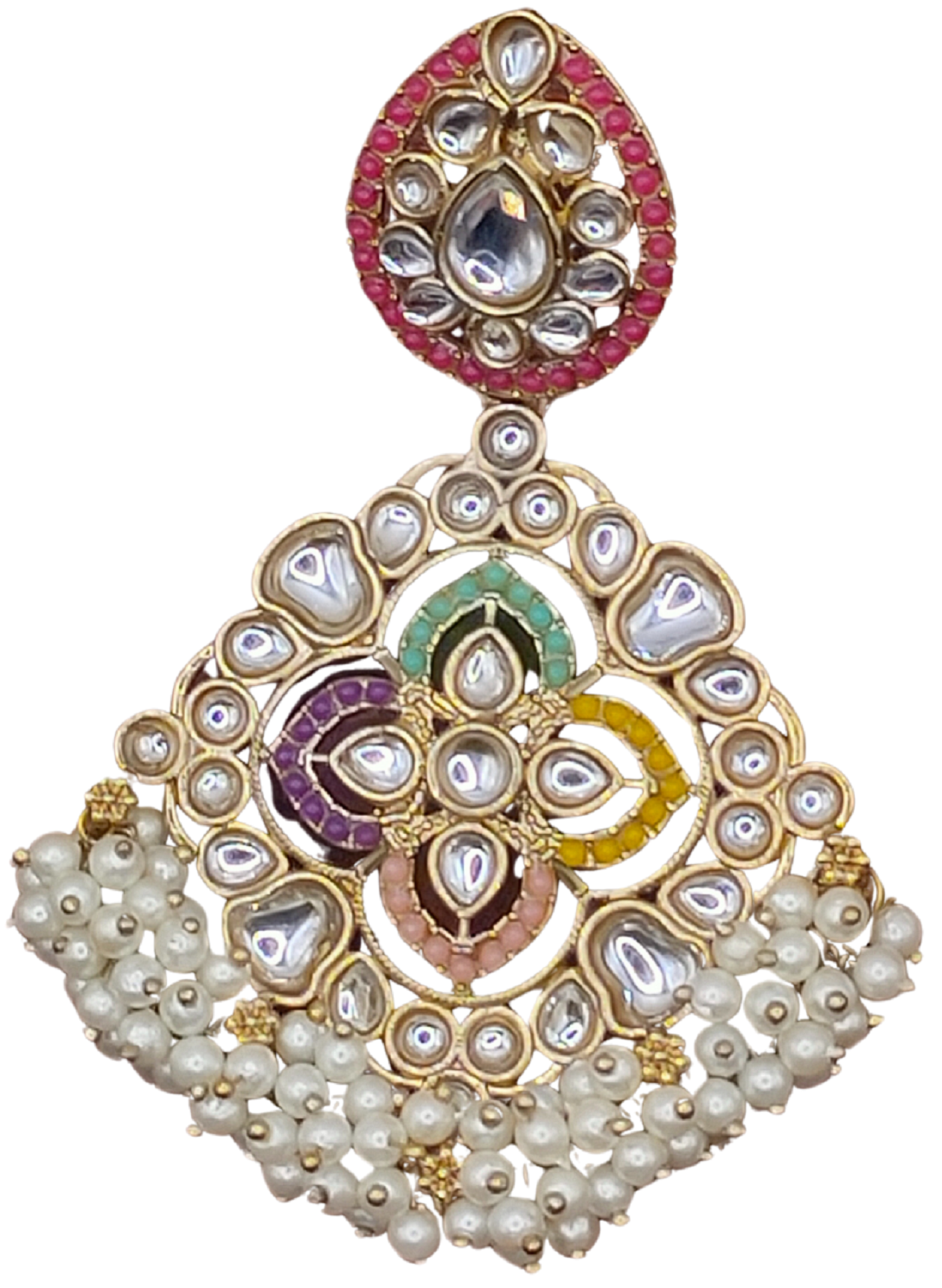 Elegant Bollywood Inspired Gold Kundan Earrings - Traditional Indian Jewelry 191