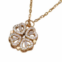 Luxury Gold Four Leaf Clover Pendant Necklace For Women Openable Crystal 1696