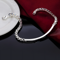 925 Sterling Silver 4mm Box Chain Bracelet For Women Men Wedding Engagement 1758