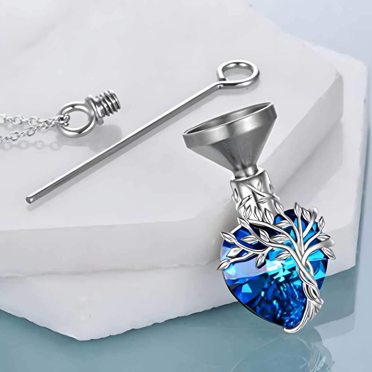 Heart Tree of Life Urn Necklace 925 Sterling Silver Ashes Memorial Unisex B92