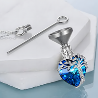 Heart Tree of Life Urn Necklace 925 Sterling Silver Ashes Memorial Unisex B92