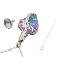 Heart Tree of Life Urn Necklace Crystal Funnel Filler 316L Stainless Steel B207