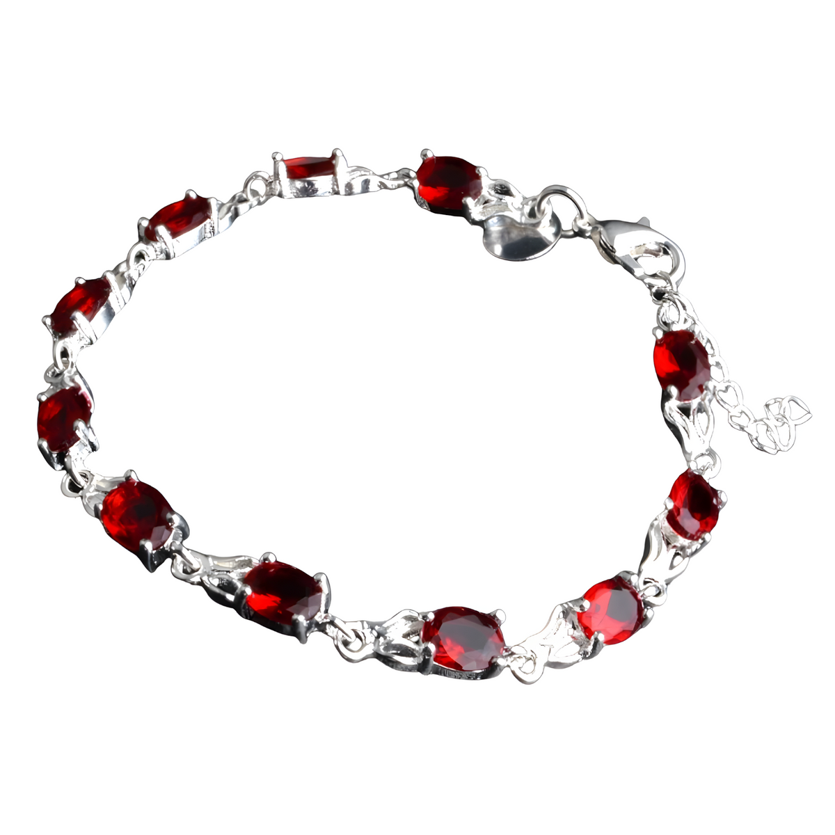 Unified Jewellery Premium Red Oval Crystal Tennis Bracelet Women Lobster 1825