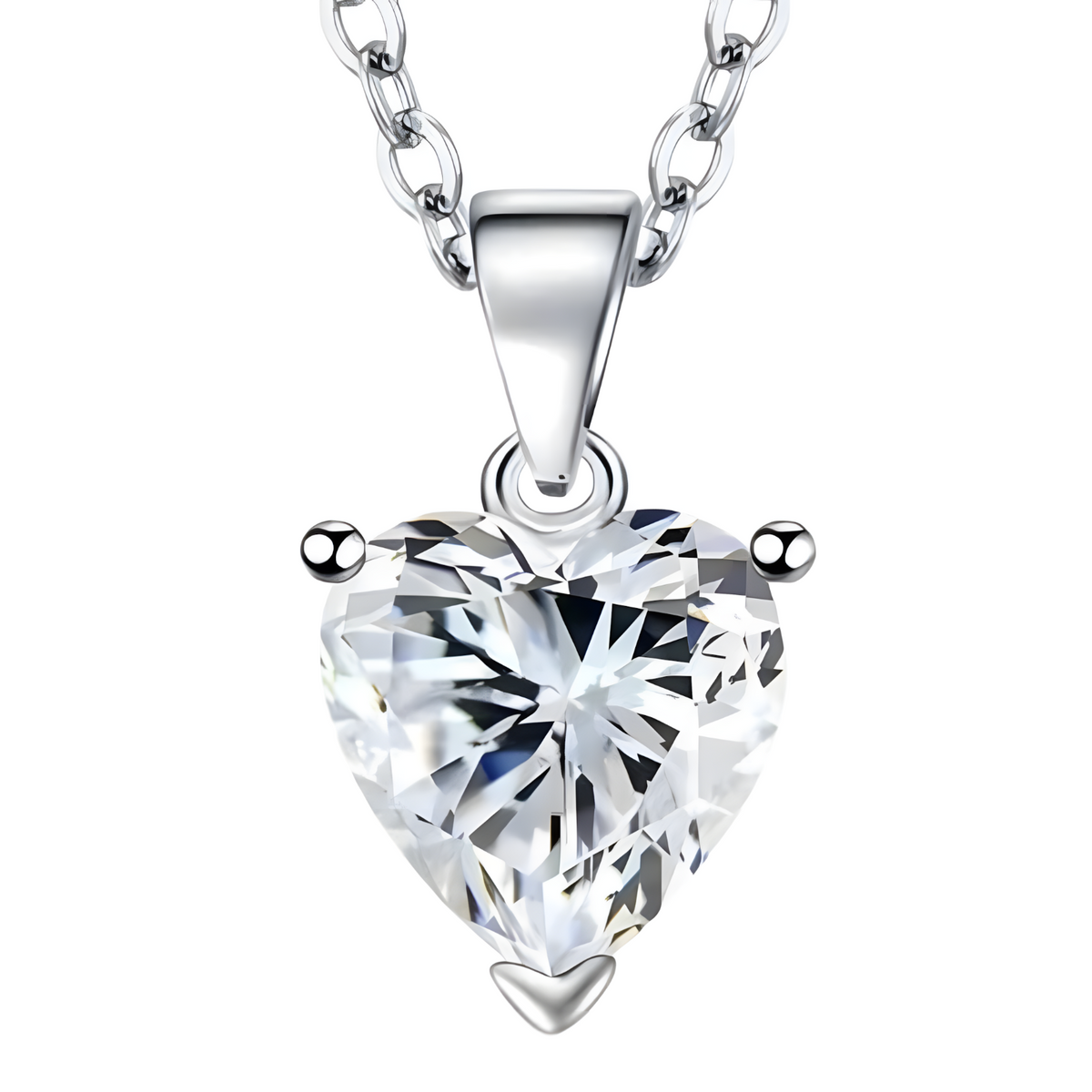 Sterling 925 Silver Heart White Crystal Necklace Earrings Ring Set Her Gift B34