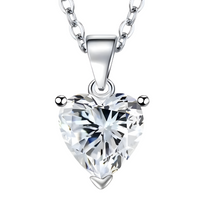 Sterling 925 Silver Heart White Crystal Necklace Earrings Ring Set Her Gift B34