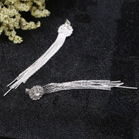 Full Shiny Rhinestone Tassel Design Long Dangle Earrings Luxury Elegant Style 97