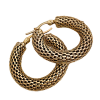 Chunky Huggie Hoop Earrings for Women Gold Color Stainless Steel Mesh Woven 645