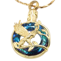 Eagle Pendant Necklace, Silver Plated Alloy Stainless Steel Base Blue B206