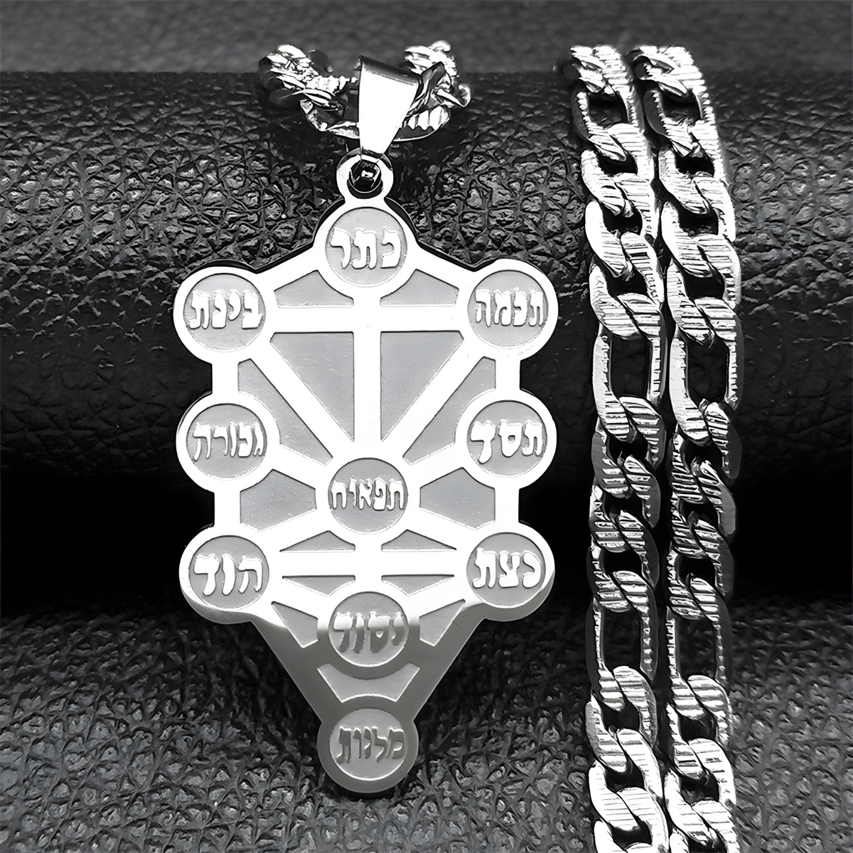 Silver Kabbalah Sephirot Tree Of Life Design – Hebrew symbolic pendant 1073