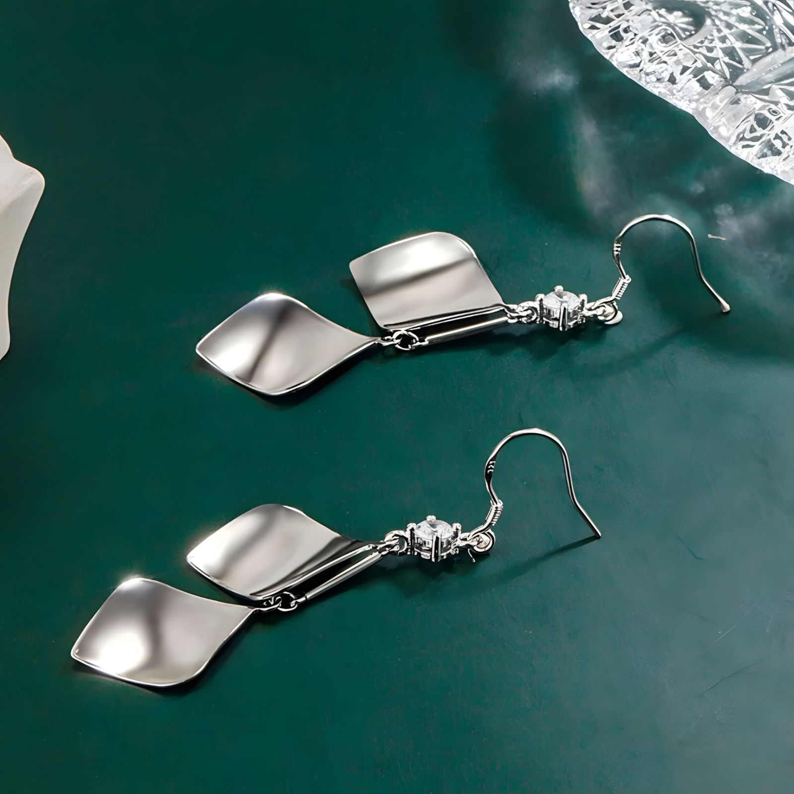 Sterling Silver Twisted Drop Dangle Earrings for Women – Real 925 AAA Cubic 291