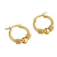 316L Stainless Steel Golden Hollow Woven Circular Hoop Earrings for Women 643