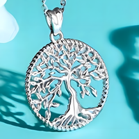 Women’s Tree of Life Pendant Necklace –Zinc Alloy Metal Round Cutout Design 1102