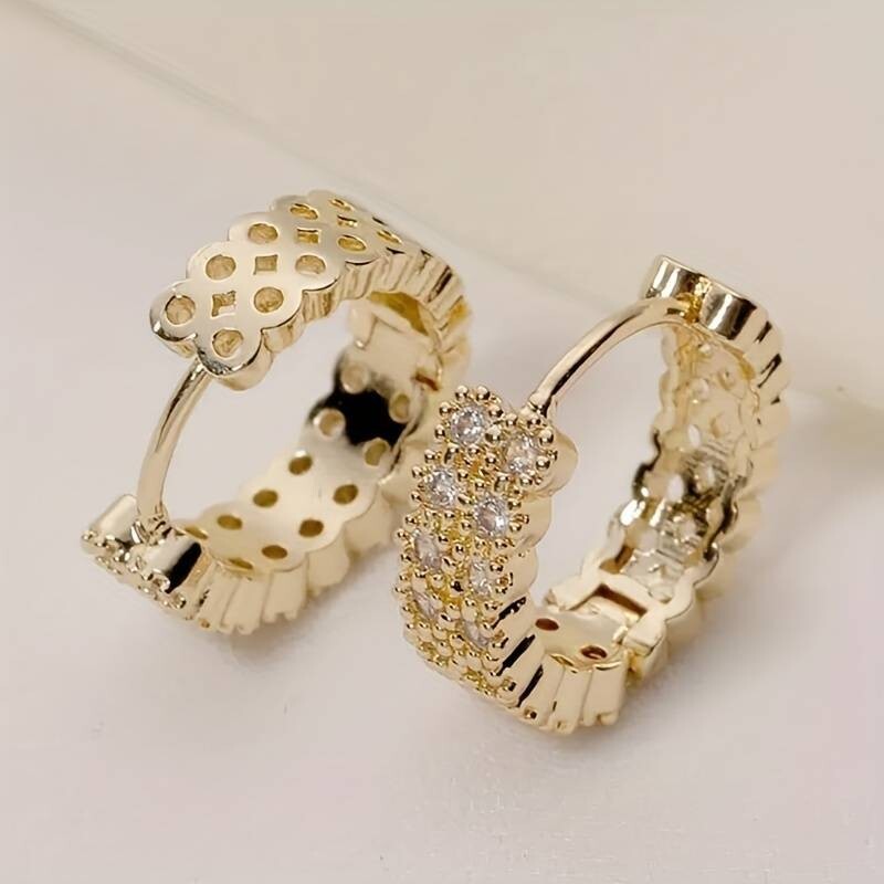 Exquisite Double Row Inlay Zircon Plated Hoop Earring Women Wedding Party 44 UK
