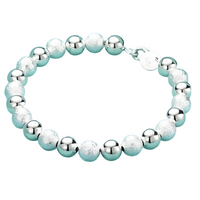 8MM Frosted Beads 925 Sterling Silver Bracelet For Woman Man Wedding Party 1834
