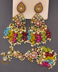 Elegant Bollywood Inspired Gold Kundan Earrings - Traditional Indian Jewelry 246