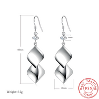 Sterling Silver Twisted Drop Dangle Earrings for Women – Real 925 AAA Cubic 291