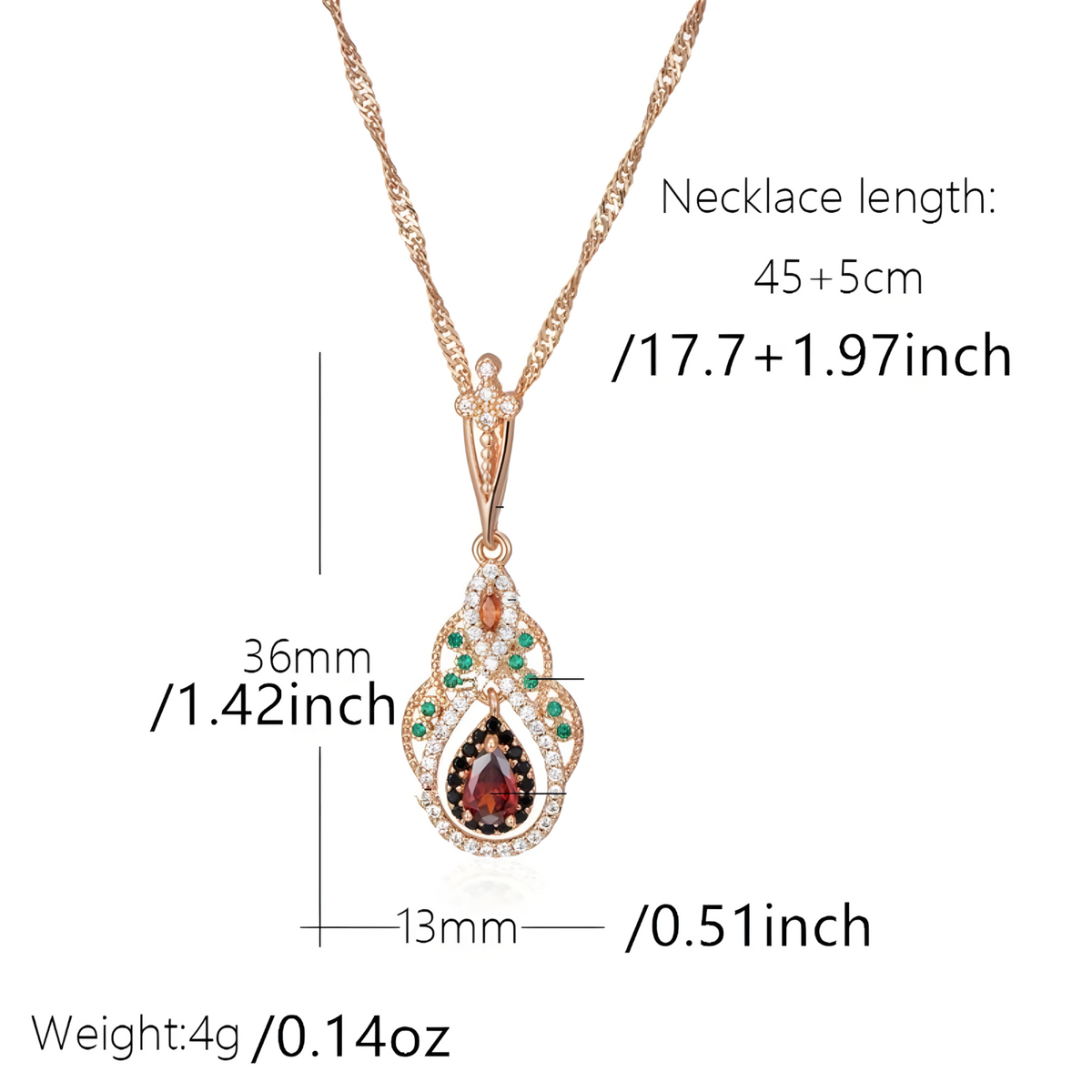Unified Jewellery Arabian Alloy Crystal Pendant Necklace Gold-Tone Geometric 580
