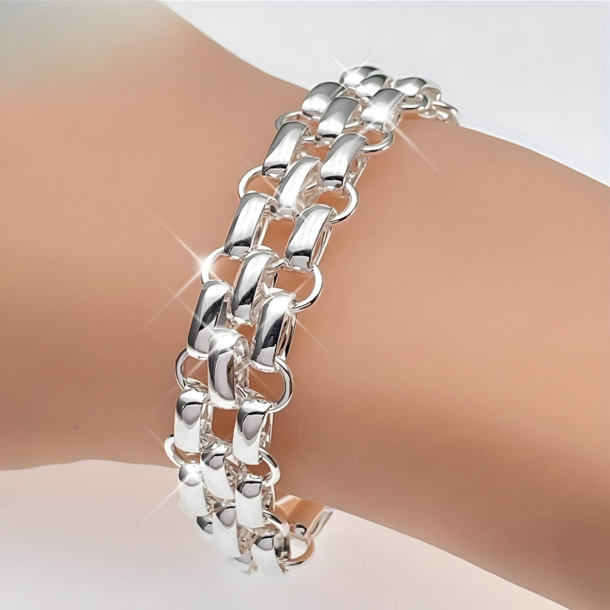 Premium Wide Link Bracelet for Women - Layered Multi-Strand Statement Chain 1822