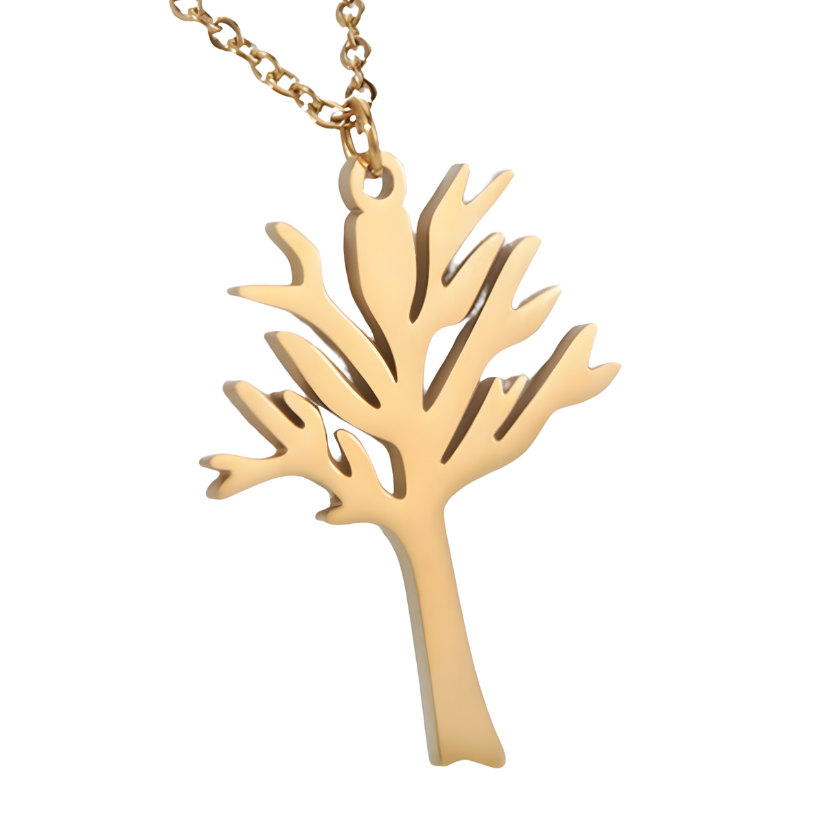 Tree of Life Silhouette Gold Pendant Necklace –Stainless Steel 45+5cm Chain 1086