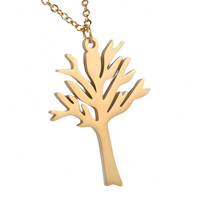 Tree of Life Silhouette Gold Pendant Necklace –Stainless Steel 45+5cm Chain 1086