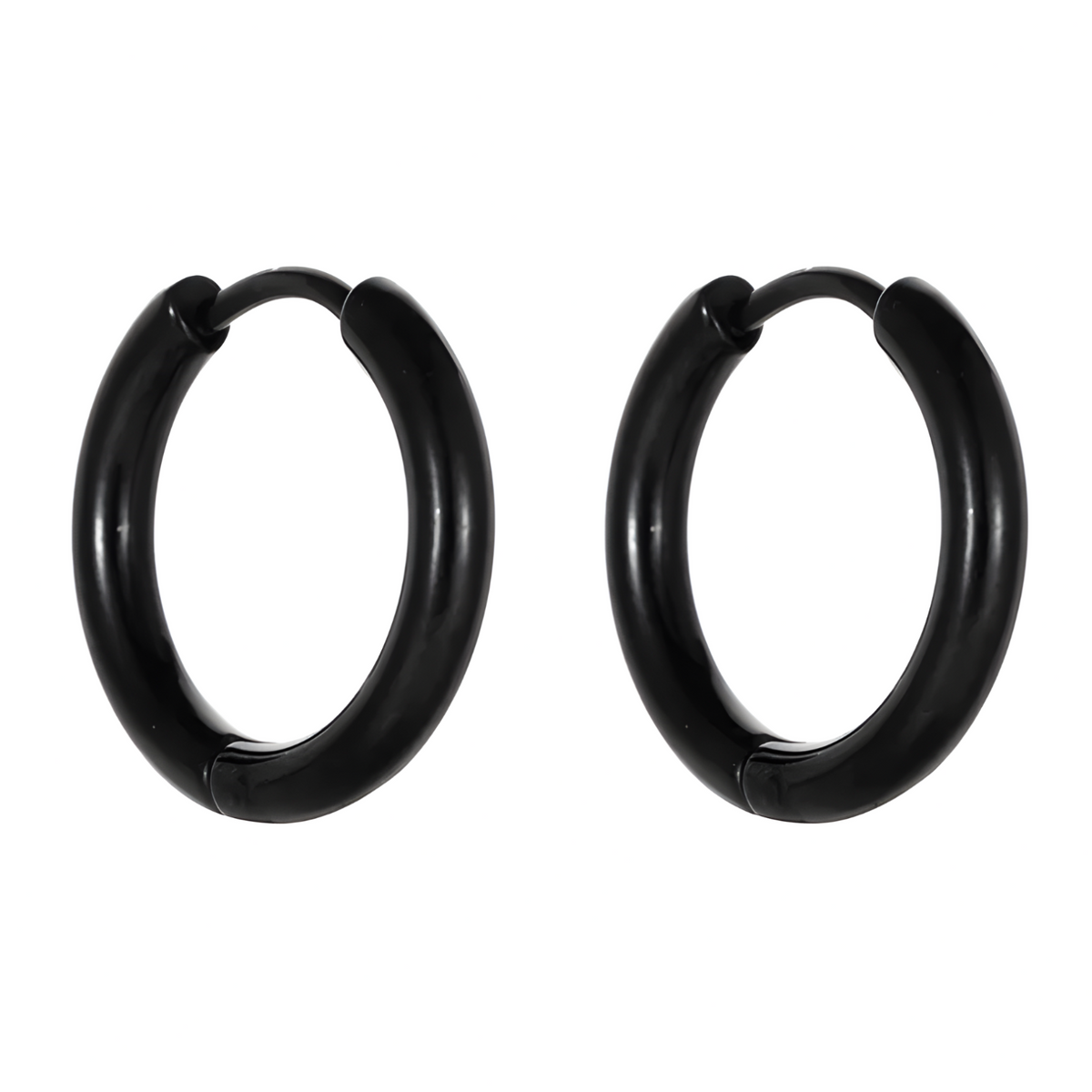 Silver-Plated 925 Round Huggie Hoop Earrings Women - Minimalist Thick Hoops 934