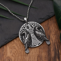 Norse Odin Crow Necklace for Men – Zinc Alloy Viking Tree of Life Pendant 1250