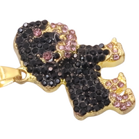 Rottweiler Dog Pendant Necklace For Women Gold Tone Look Crystal Animal B245