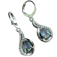 925 Water Drop Shape Hook Earrings Inlaid Water Drop Shape Synthetic Gems 35 UK