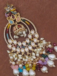 Elegant Bollywood Inspired Gold Kundan Earrings - Traditional Indian Jewelry 198