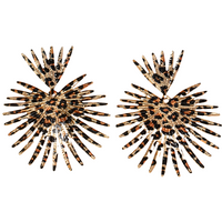 Leopard Print Burst Drop Earrings Women – Trendy 7.5cm Statement Earrings 773