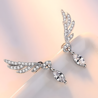 Feather Wing Crystal Stud Earring for Women – Trendy Angel Wing Design 1057