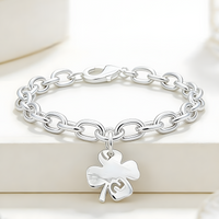 Four Leaf Clover Charm Bracelet For Women Silver Colour Link Chain Bracelet 1759