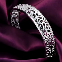 Silver-Plated Hollow Openwork Cuff Bangle Bracelet for Women | Elegant 428
