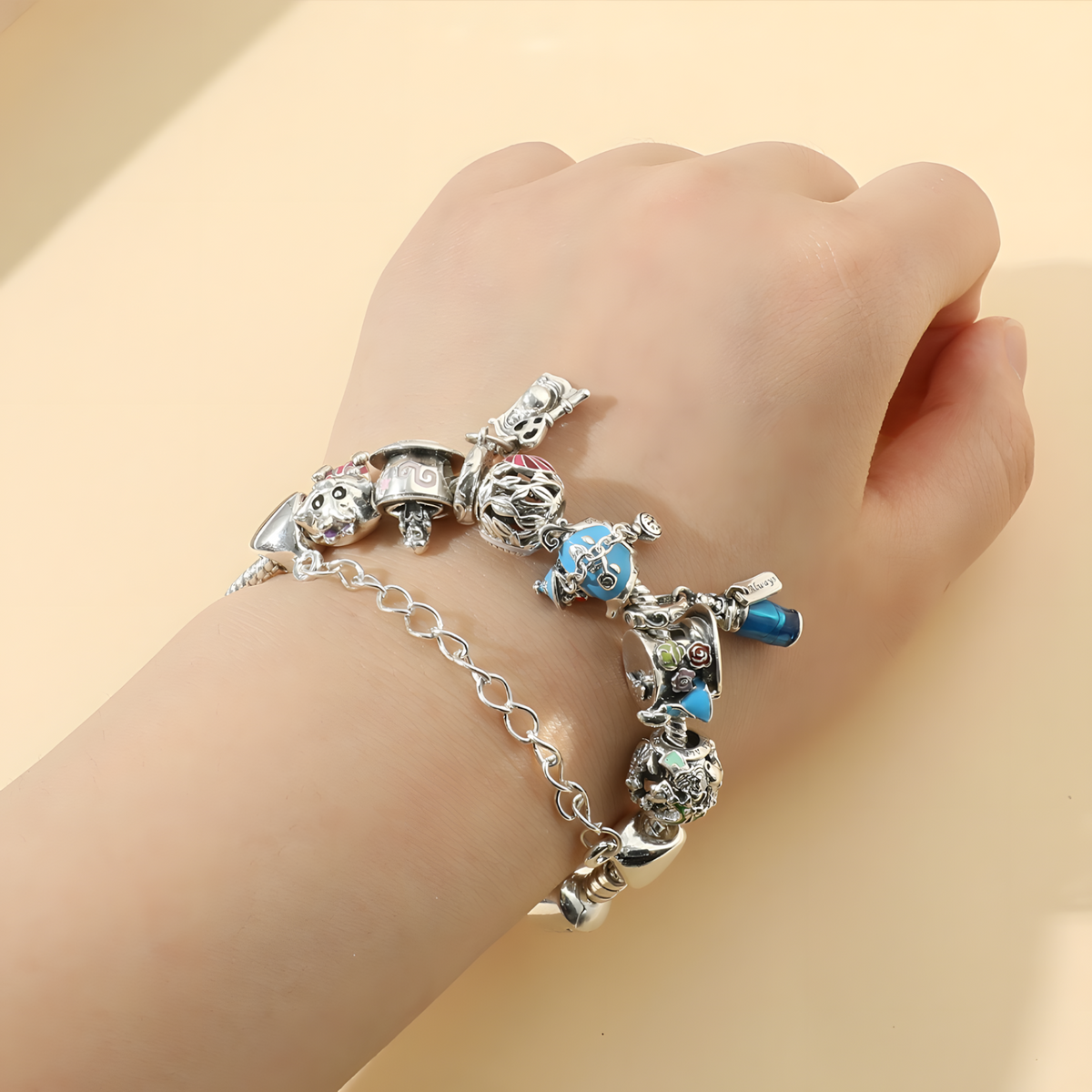 Storybook Charm Bracelet for Women–Zinc Alloy Snake Chain Colourful Enamel 1251