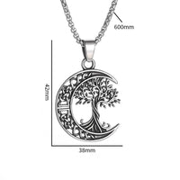 Celtic Tree of Life Crescent Moon Necklace f– Zinc Alloy Metal Pendant 1083