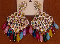 Elegant Bollywood Inspired Gold Kundan Earrings - Traditional Indian Jewelry 183