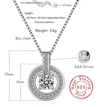925 Sterling Silver Round AAA Zircon Pendant Necklaces Women Jewelry Dance 262