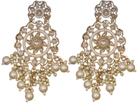Elegant Bollywood Inspired Gold Kundan Earrings - Traditional Indian Jewelry 193