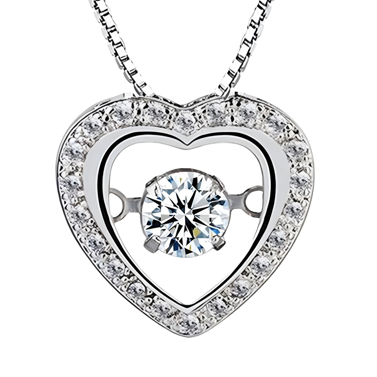 925 Sterling Silver Heart Necklace Women | Dancing Zircon Pendant Adjustable 260